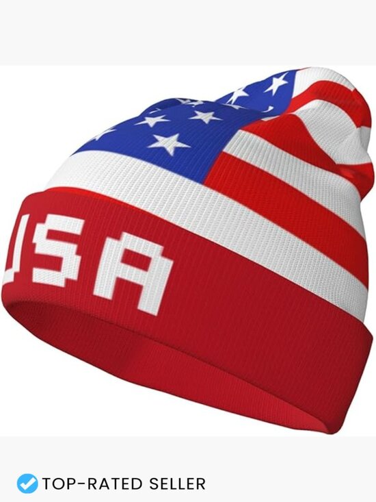 Flag Beanie Hat Winter Warm Knitted Ski Cap Stretchy Unisex Fashion Beanies main image 7